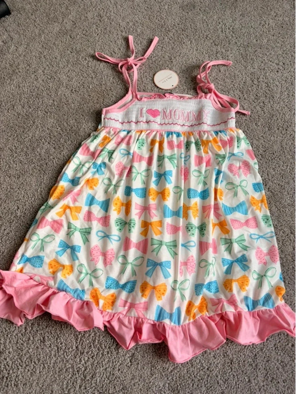 Abby & Evie I Love Mommy Bow Dress Size 5 NWT